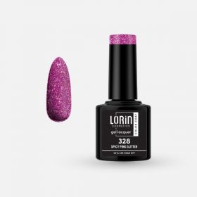 Lorin Gel Lacquer Ημιμόνιμο Βερνίκι 8ml. #328 (Spicy Pink Glitter)